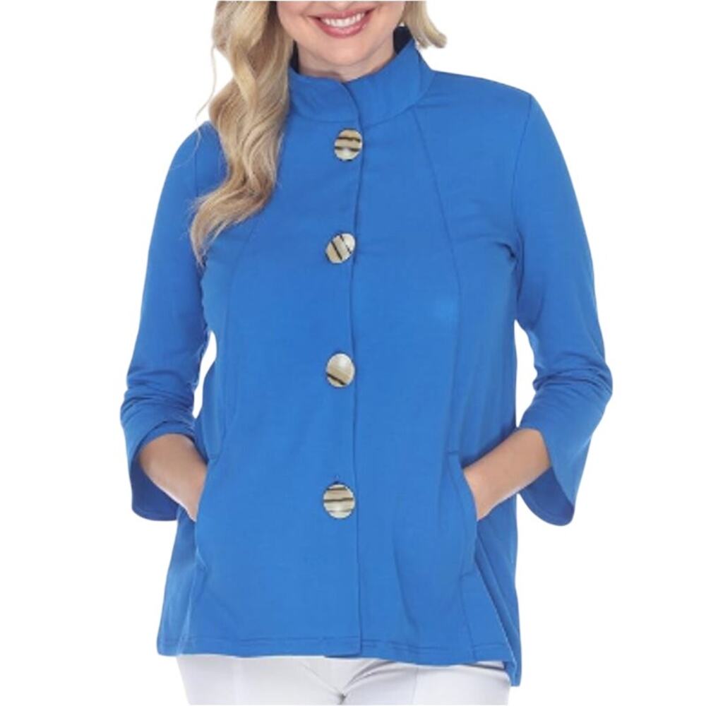 Neon Buddha Cobalt Blue Lagenlook Workwear Boho Bright Coastal Grandma Jacket